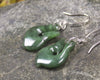 Matau or Fish Hook Earrings carved from Hapopo Pounamu - NZ Greenstone