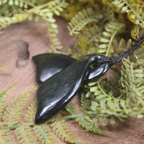 Whale Tail carved from Kawakawa Pounamu - NZ Greenstone