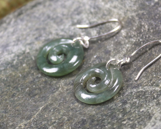Inanga Pounamu Koru Earrings- NZ Greenstone