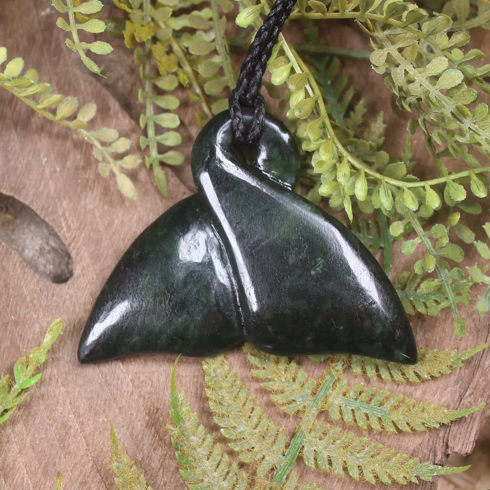 Whale Tail carved from Kawakawa Pounamu - NZ Greenstone