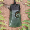 NZ Greenstone Medium Toki with Koru Pendant (BW154) Hapopo Pounamu