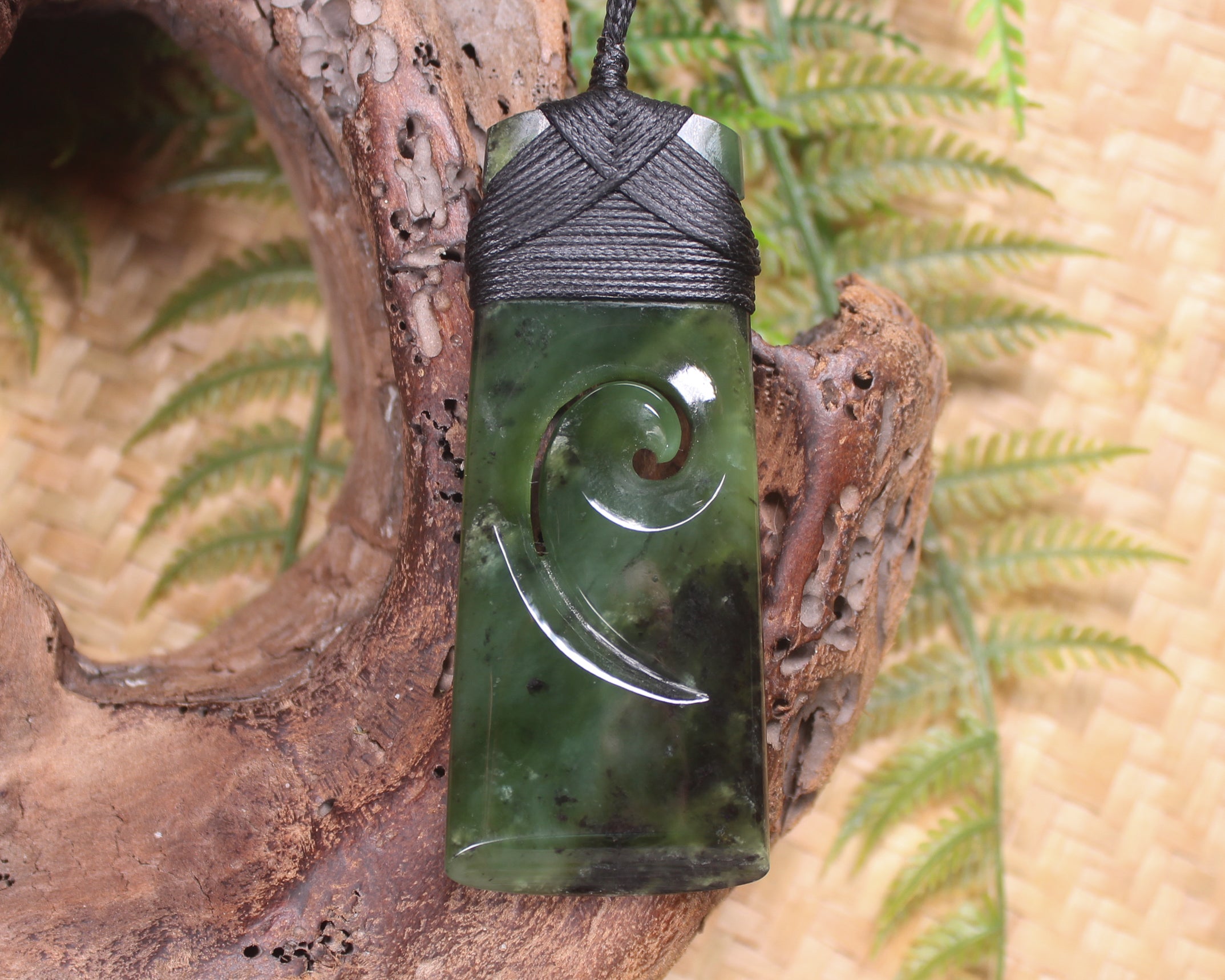 Toki or Adze with Koru Pendant carved from Rimu Pounamu - NZ Greenstone