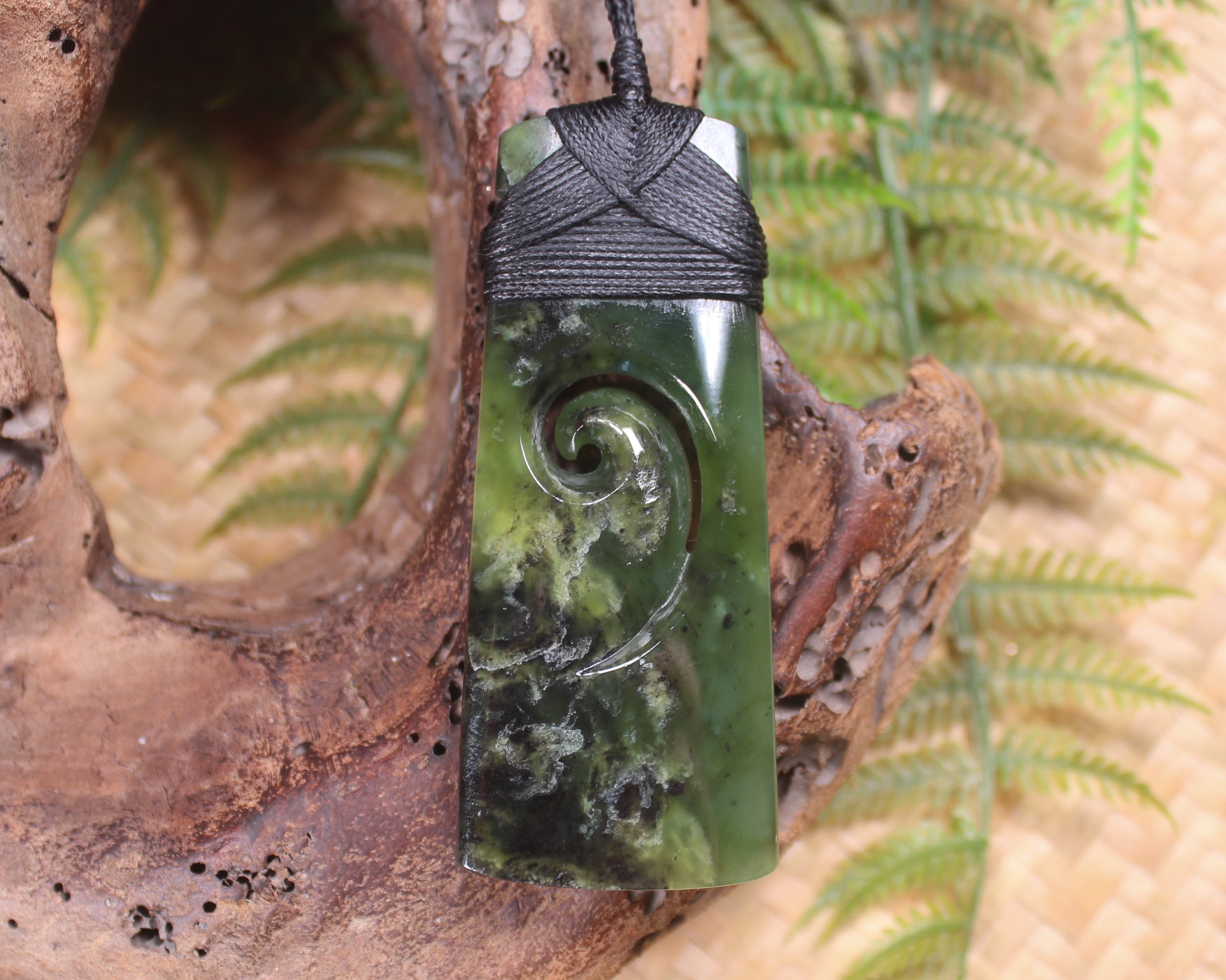 Toki or Adze with Koru Pendant carved from Rimu Pounamu - NZ Greenstone