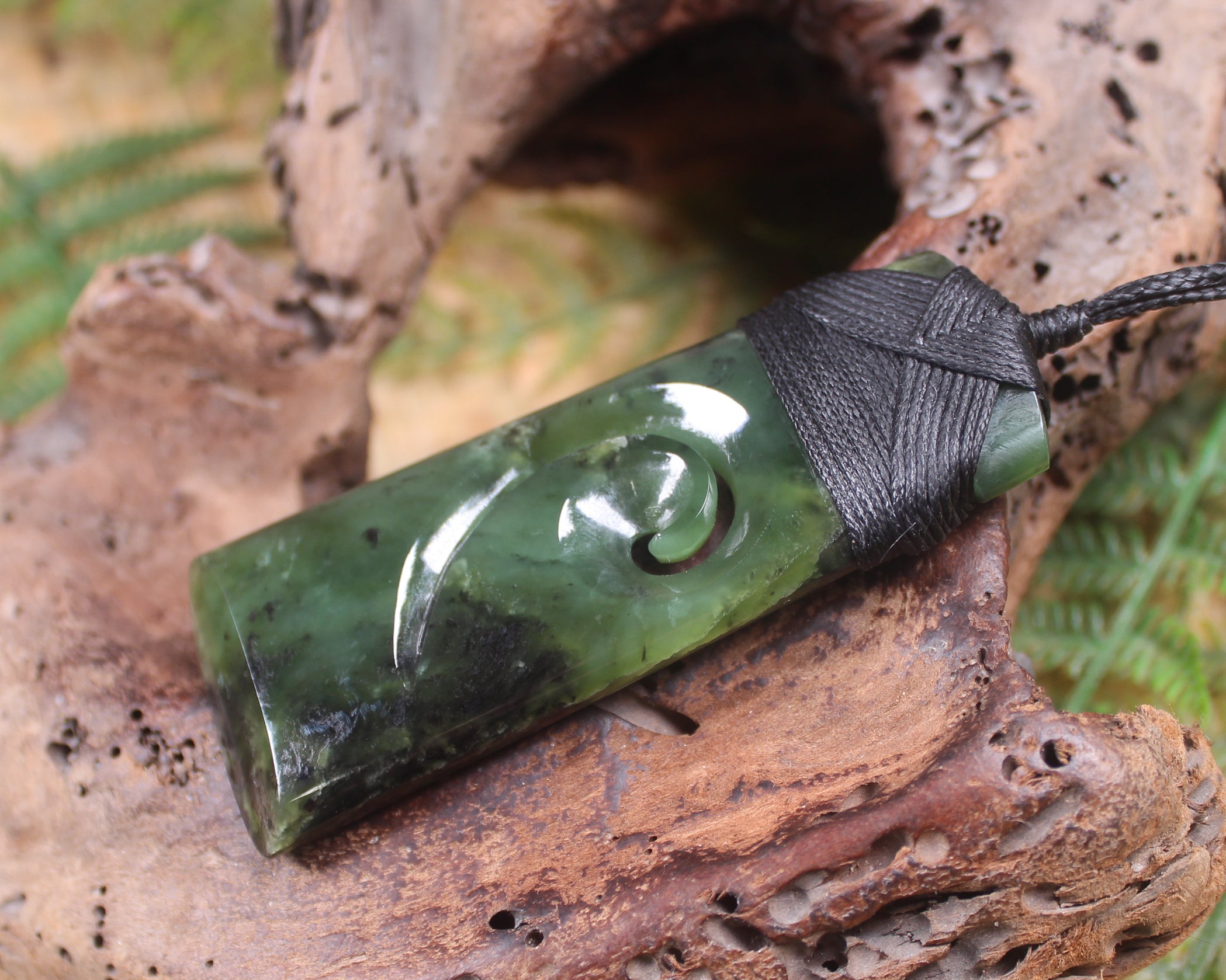 Toki or Adze with Koru Pendant carved from Rimu Pounamu - NZ Greenstone