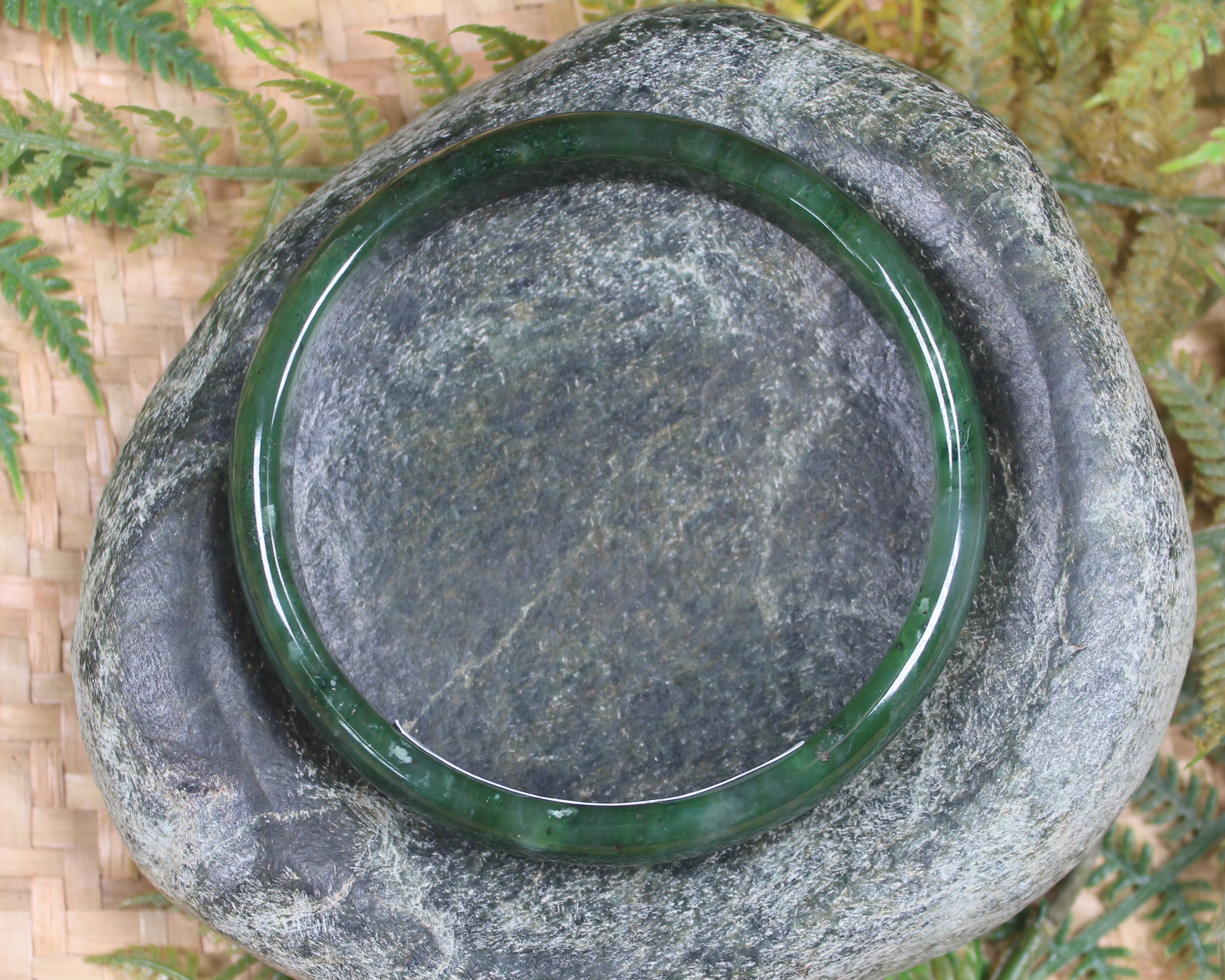 Bangle carved from Kawakawa Pounamu - NZ Greenstone