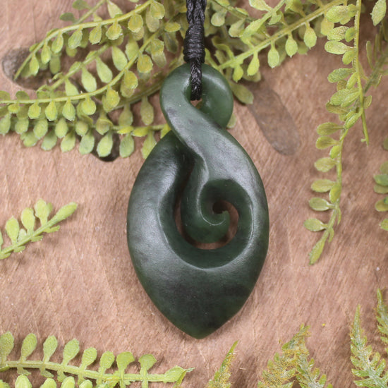 Rimu Pounamu Koru Twist Pendant - NZ Greenstone