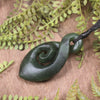 Rimu Pounamu Koru Twist Pendant - NZ Greenstone