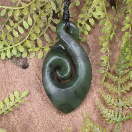 Rimu Pounamu Koru Twist Pendant - NZ Greenstone