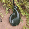 Hei Matau or Fish Hook carved from Rimu Pounamu - NZ Greenstone