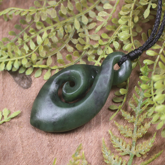 Rimu Pounamu Koru Twist Pendant - NZ Greenstone