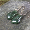 Matau or Fish Hook Earrings carved from Kawakawa Pounamu - NZ Greenstone