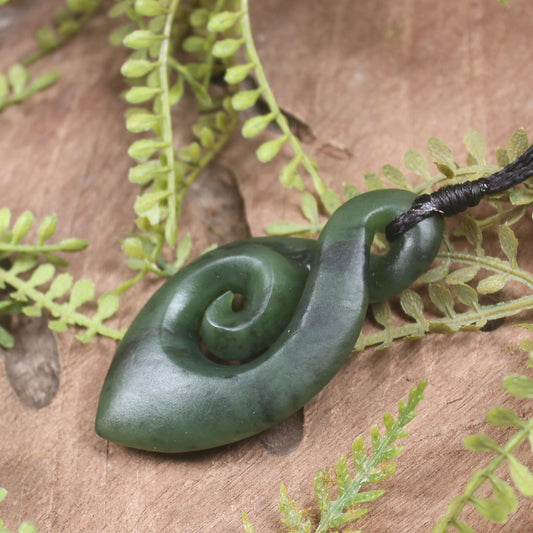 Hapopo Pounamu Koru Twist Pendant - NZ Greenstone