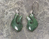 Matau or Fish Hook Earrings carved from Hapopo Pounamu - NZ Greenstone
