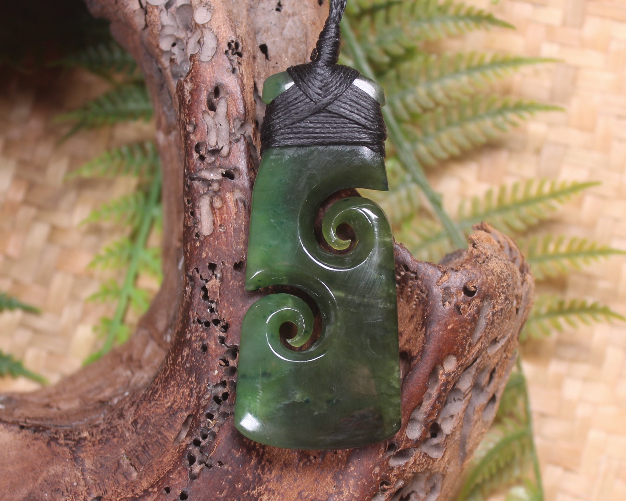 Toki or Adze with Koru Pendant carved from Rimu Pounamu - NZ Greenstone