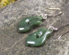 Matau or Fish Hook Earrings carved from Hapopo Pounamu - NZ Greenstone