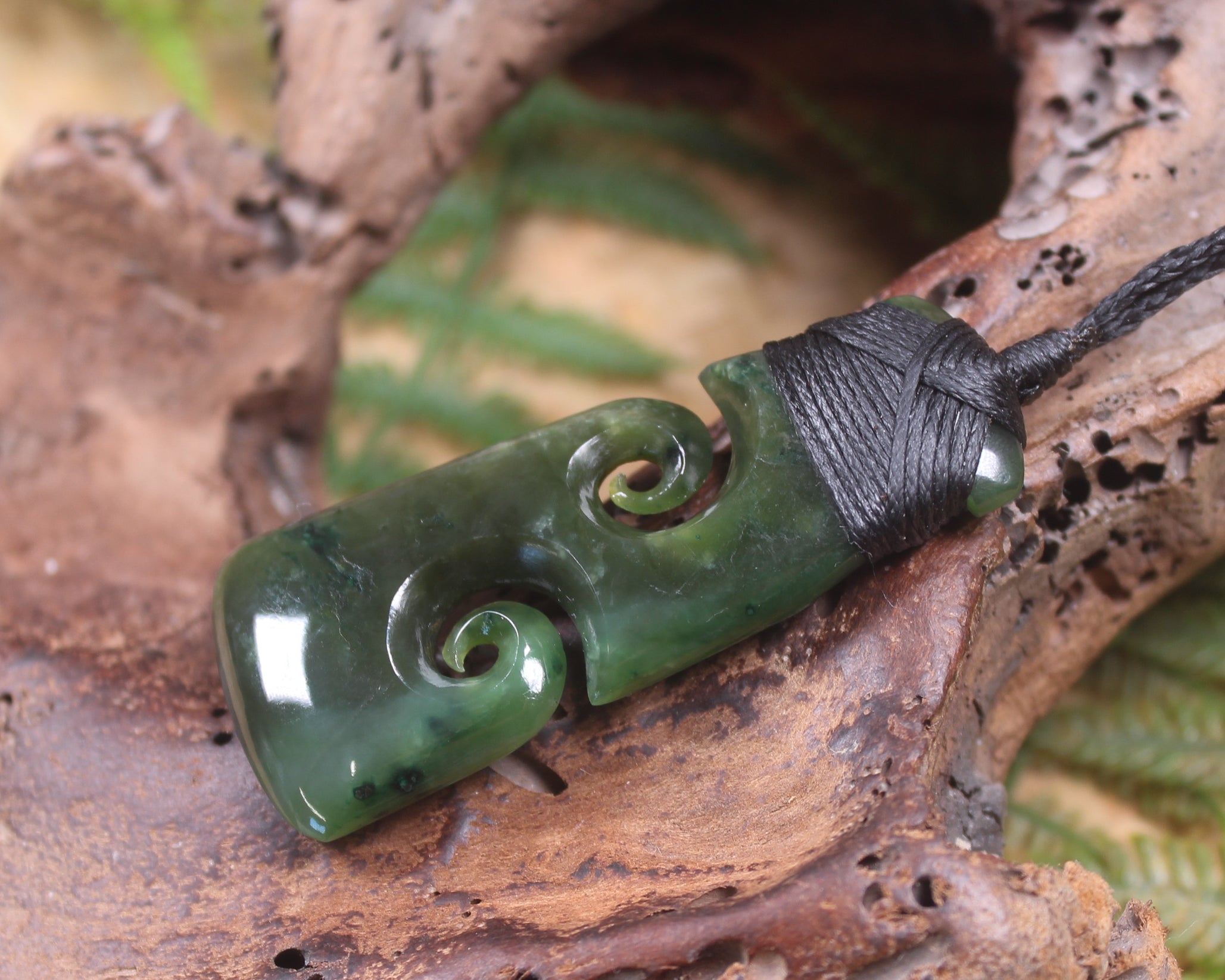 Toki or Adze with Koru Pendant carved from Rimu Pounamu - NZ Greenstone