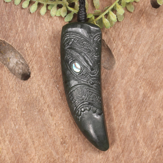 Rimu Pounamu Taniwha Tooth pendant - NZ Greenstone