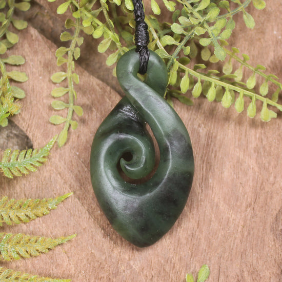 Hapopo Pounamu Koru Twist Pendant - NZ Greenstone