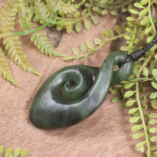 Hapopo Pounamu Koru Twist Pendant - NZ Greenstone