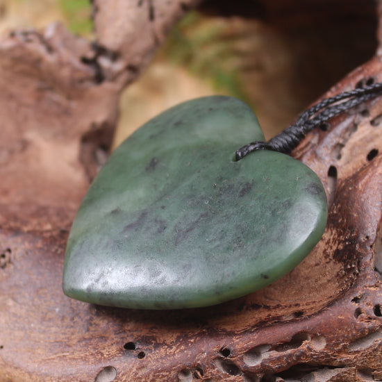 Heart carved from Hapopo Pounamu - NZ Greenstone