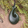Hei Matau or Fish Hook carved from Rimu Pounamu - NZ Greenstone