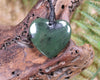 Heart with Koru carved from Hapopo Pounamu - NZ Greenstone
