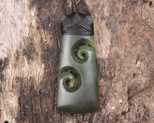 Toki or Adze with Koru carved from Hapopo Pounamu - NZ Greenstone