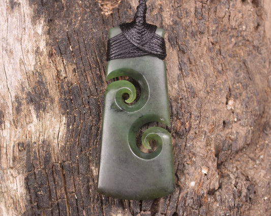 Toki or Adze with Koru carved from Hapopo Pounamu - NZ Greenstone