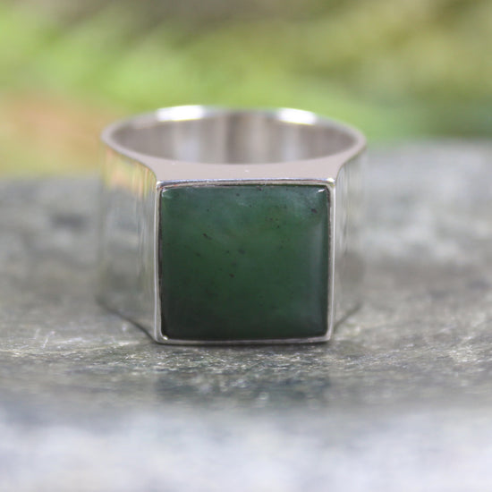 Sterling Silver Hapopo Pounamu Ring - NZ Greenstone