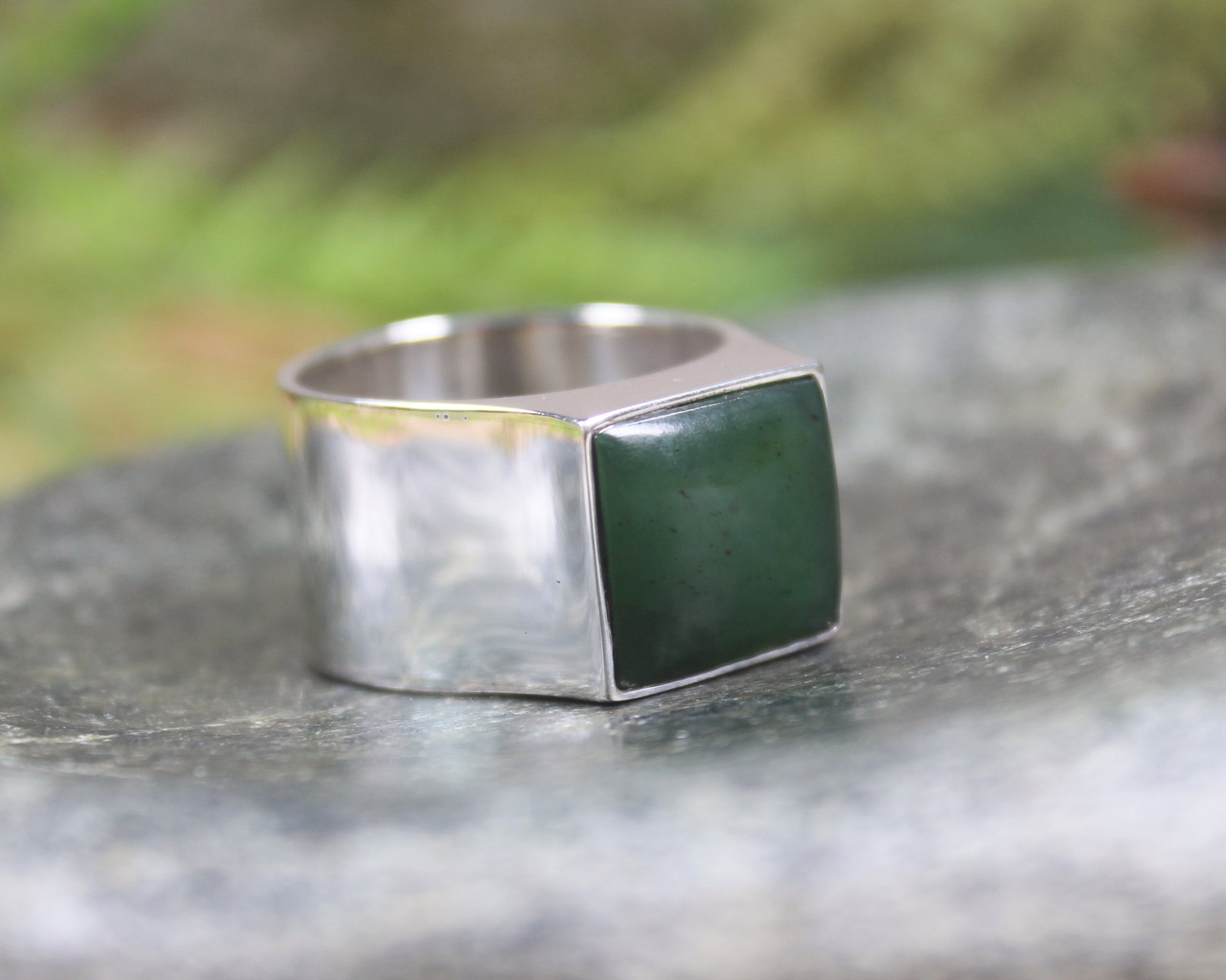 Sterling Silver Hapopo Pounamu Ring - NZ Greenstone
