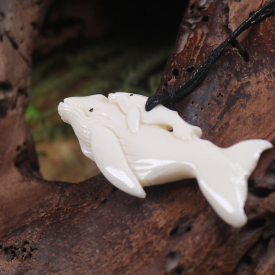 NZ Beef Bone Whale pendant