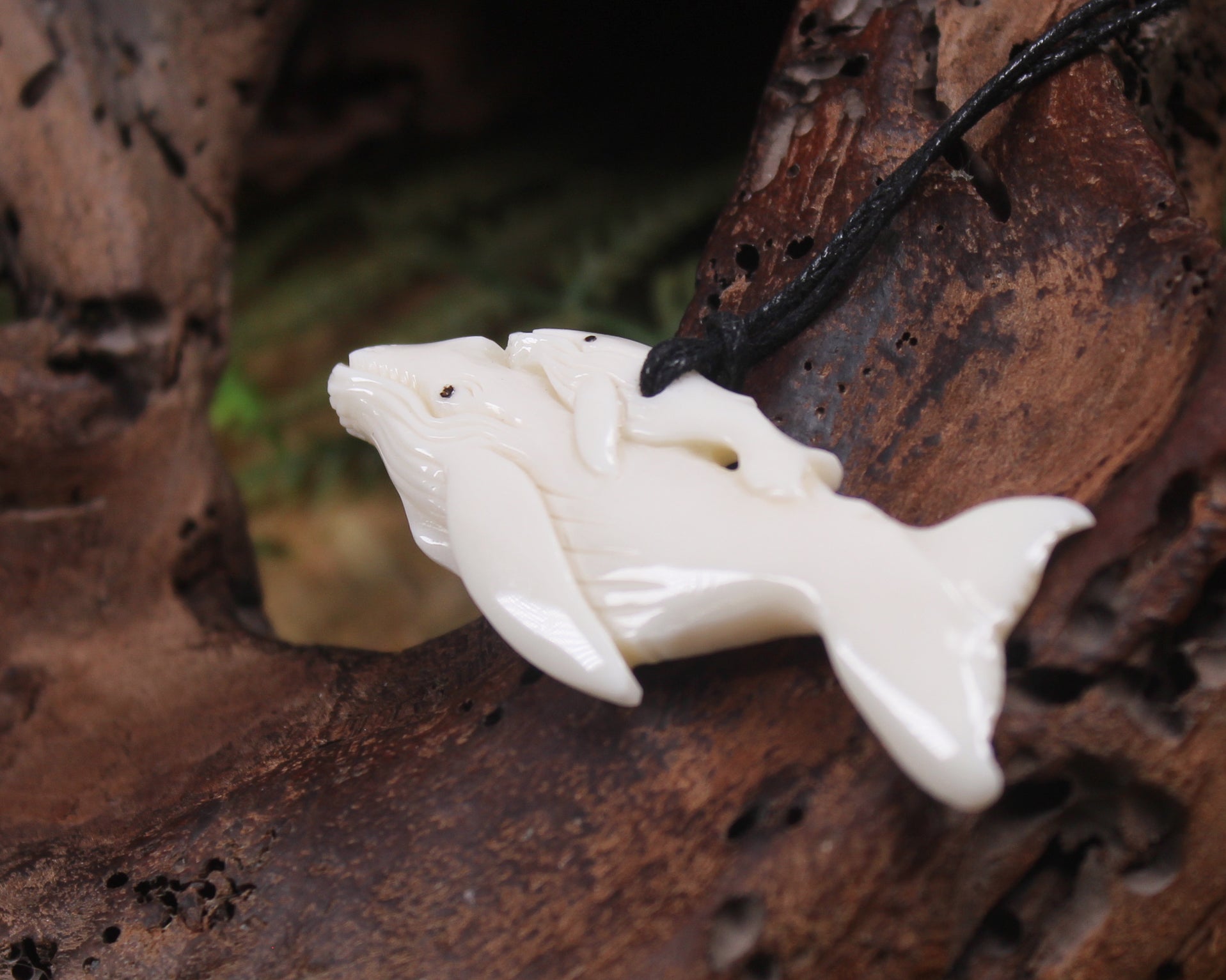 NZ Beef Bone Whale pendant