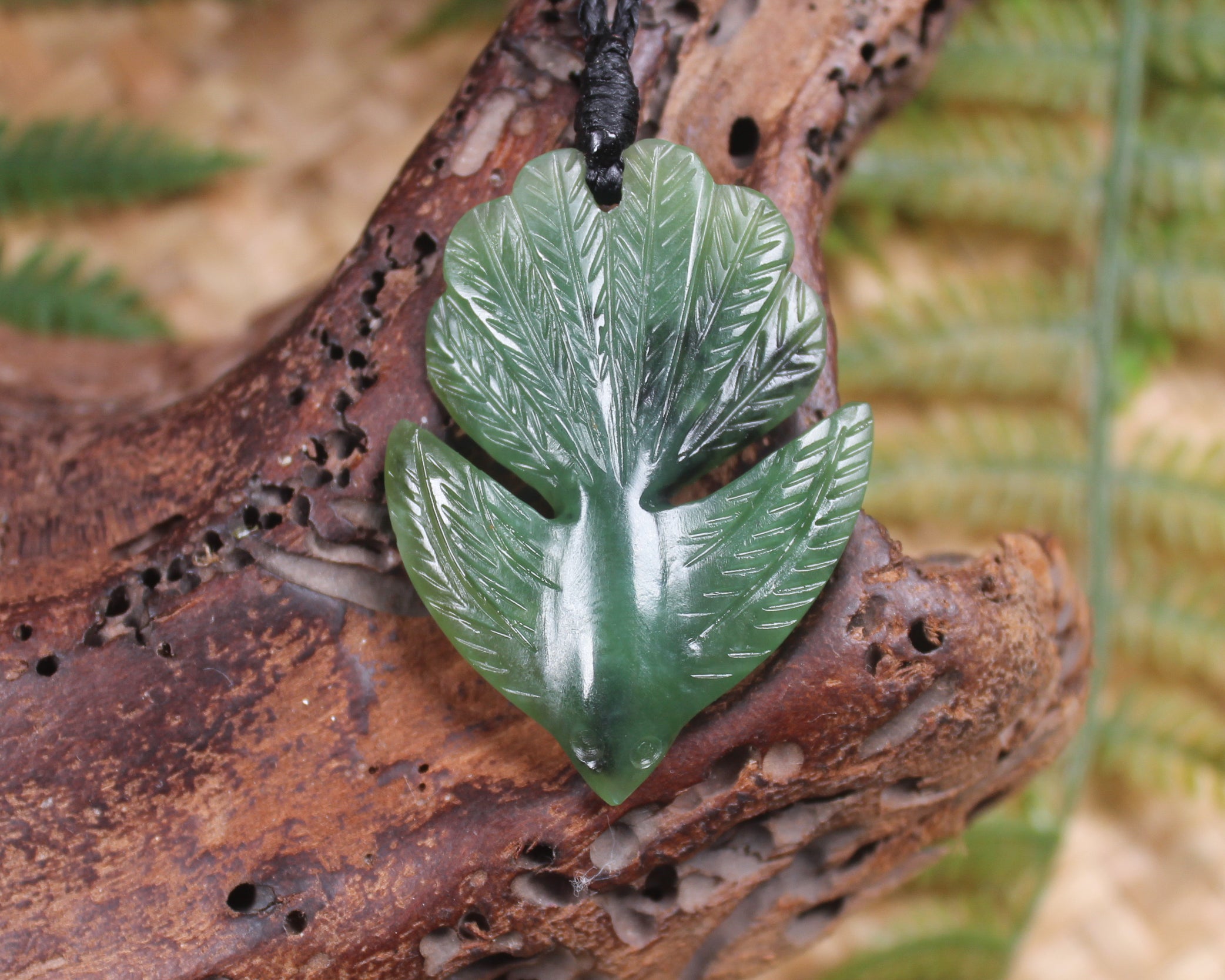 Pīwakawaka or Fantail Bird Pendant carved from Hapopo Pounamu - NZ Greenstone