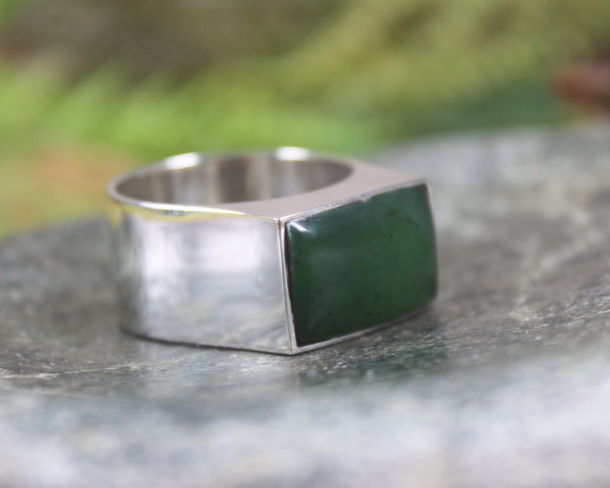 Sterling Silver Hapopo Pounamu Ring - NZ Greenstone