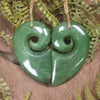 Koru Heart pendant carved from Hapopo Pounamu - NZ Greenstone