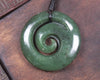 Koru pendant carved from Kawakawa Pounamu - NZ Greenstone