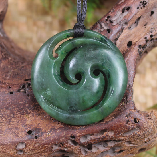 Koru pendant carved from Kawakawa Pounamu - NZ Greenstone