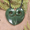 Koru Heart pendant carved from Hapopo Pounamu - NZ Greenstone