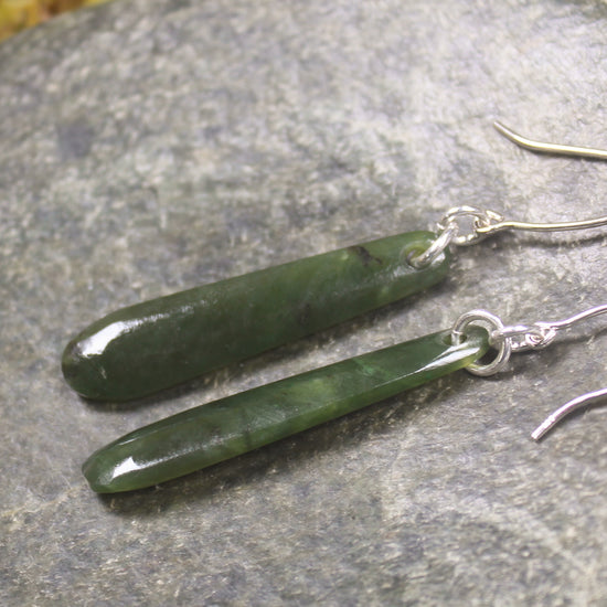 Roimata or Teardrop earrings carved from Rimu Pounamu - NZ Greenstone