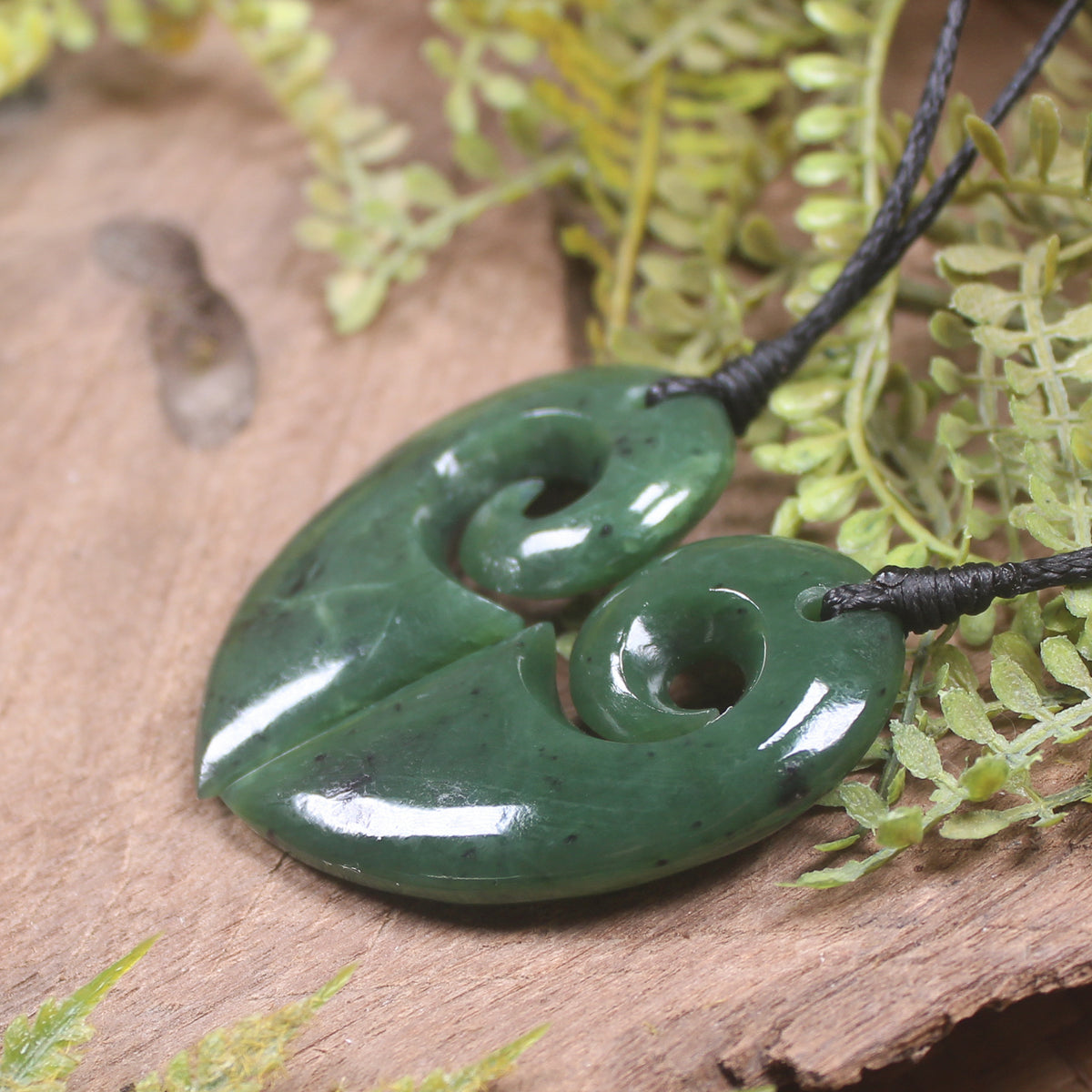 Koru Heart pendant carved from Hapopo Pounamu - NZ Greenstone