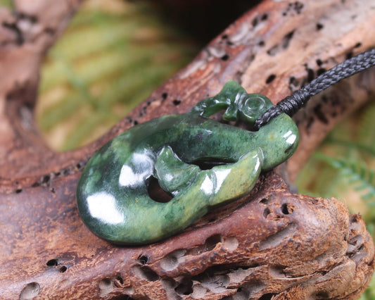 Manaia carved from Flower Jade Pounamu - NZ Greenstone