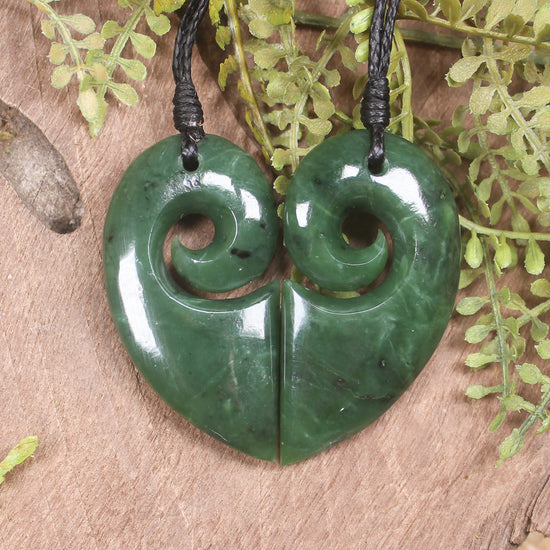 Koru Heart pendant carved from Hapopo Pounamu - NZ Greenstone