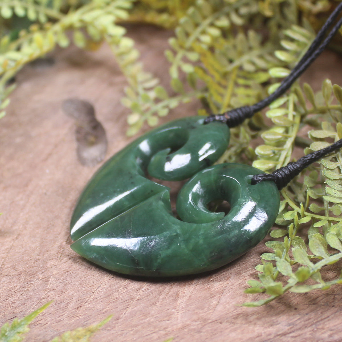 Koru Heart pendant carved from Hapopo Pounamu - NZ Greenstone