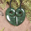Koru Heart pendant carved from Hapopo Pounamu - NZ Greenstone