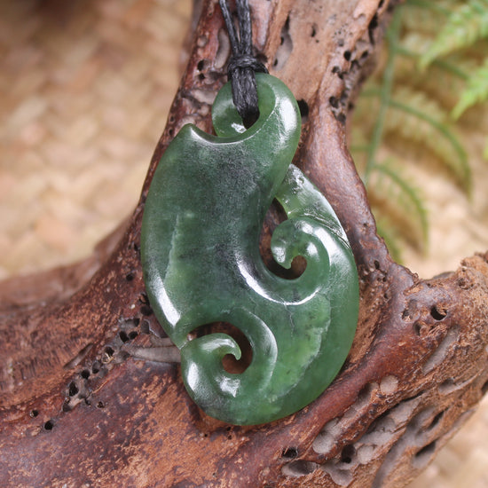 Koru Twist Pendant carved from Hapopo Pounamu - NZ Greenstone