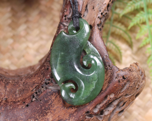 Koru Twist Pendant carved from Hapopo Pounamu - NZ Greenstone