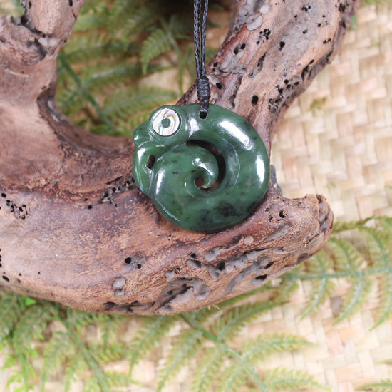 Koropepe carved from Hapopo Pounamu - NZ Greenstone