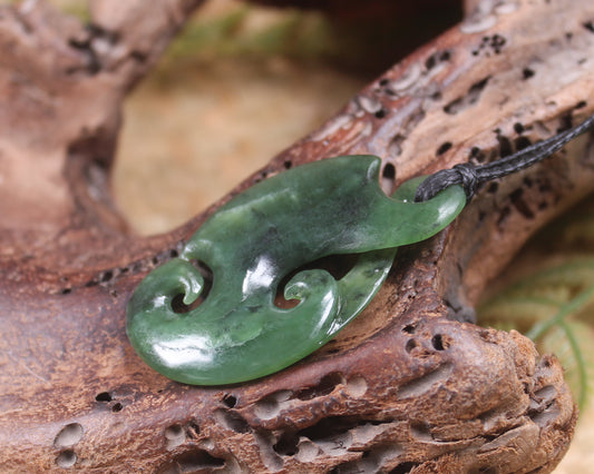 Koru Twist Pendant carved from Hapopo Pounamu - NZ Greenstone