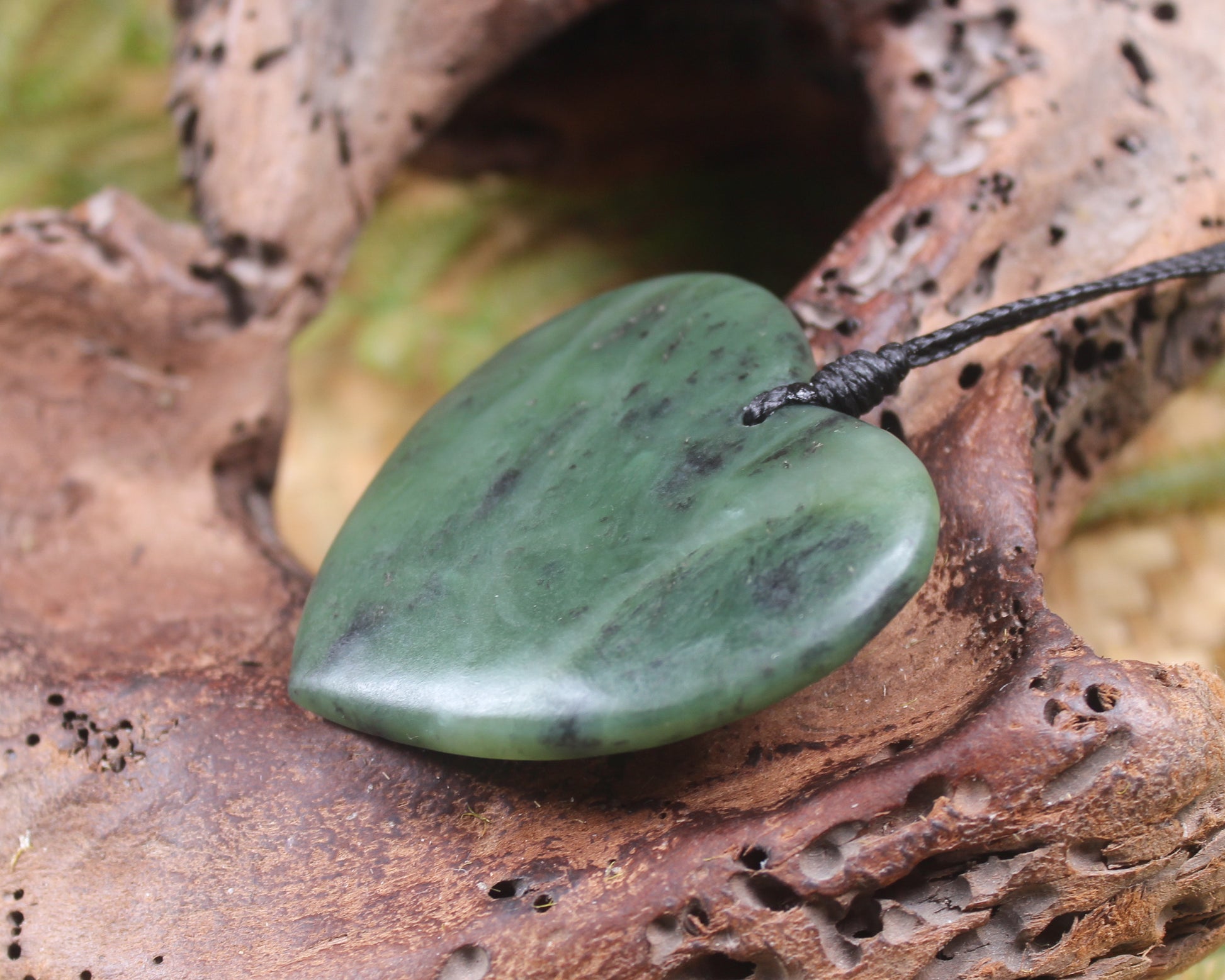 Heart carved from Hapopo Pounamu - NZ Greenstone