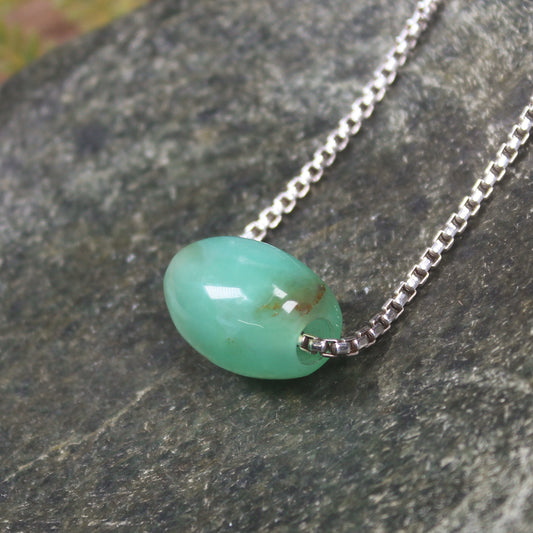 Chrysoprase Sterling Silver Bead Pendant (V191)